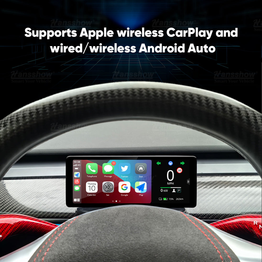 6.8 Foldable Touchscreen Car Display with Apple CarPlay & Android Auto  Support