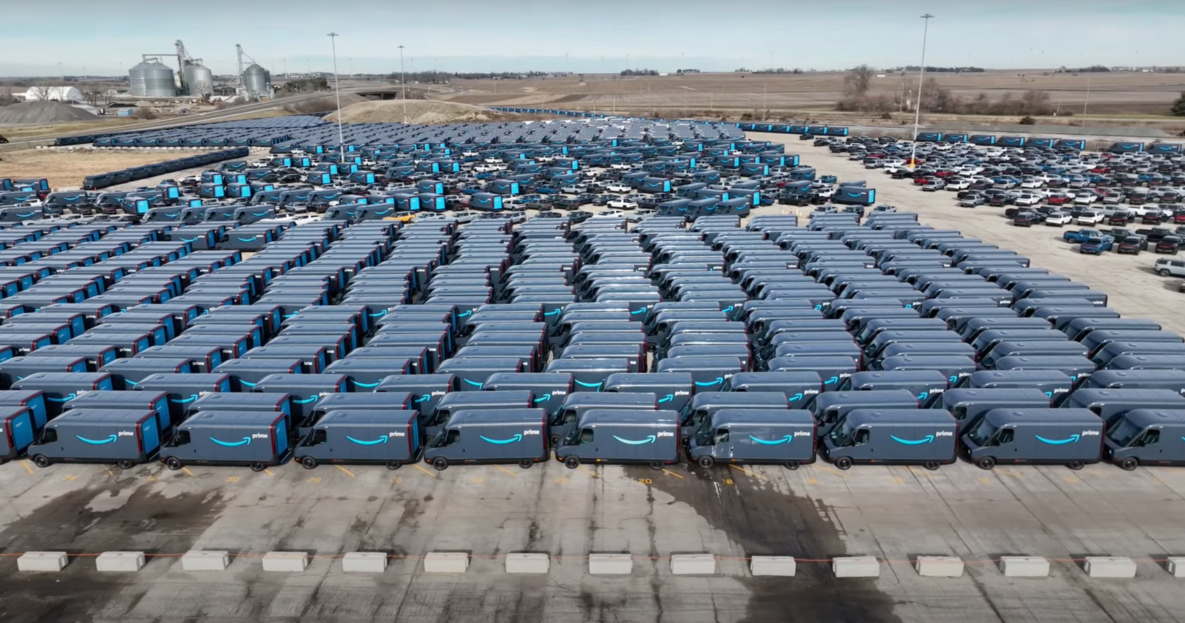 Rivian Factory Is Full Of Amazon Electric Delivery Vans