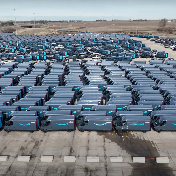 Rivian Factory Is Full Of Amazon Electric Delivery Vans