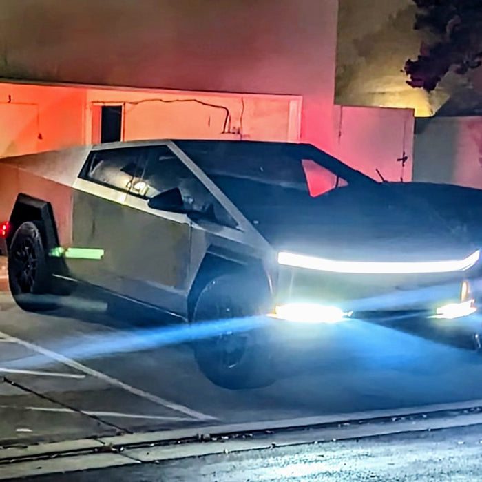 Tesla Cybertruck Sighting Bodes Well For Vault Size, Confirms LED Light Bar In Bed