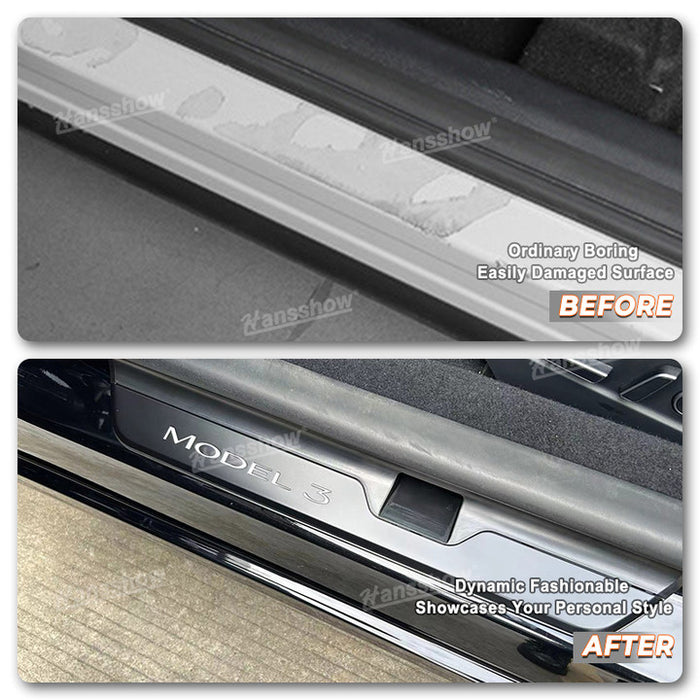 Tesla Model 3 Highland LED illuminated Door Sill Covers Protector Welcome Pedal|Hansshow