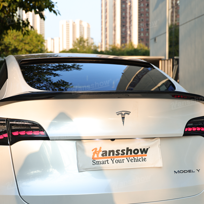 Tesla Model Y Real Carbon Fiber OEM-Style Rear Trunk Spoiler Wing | Hansshow