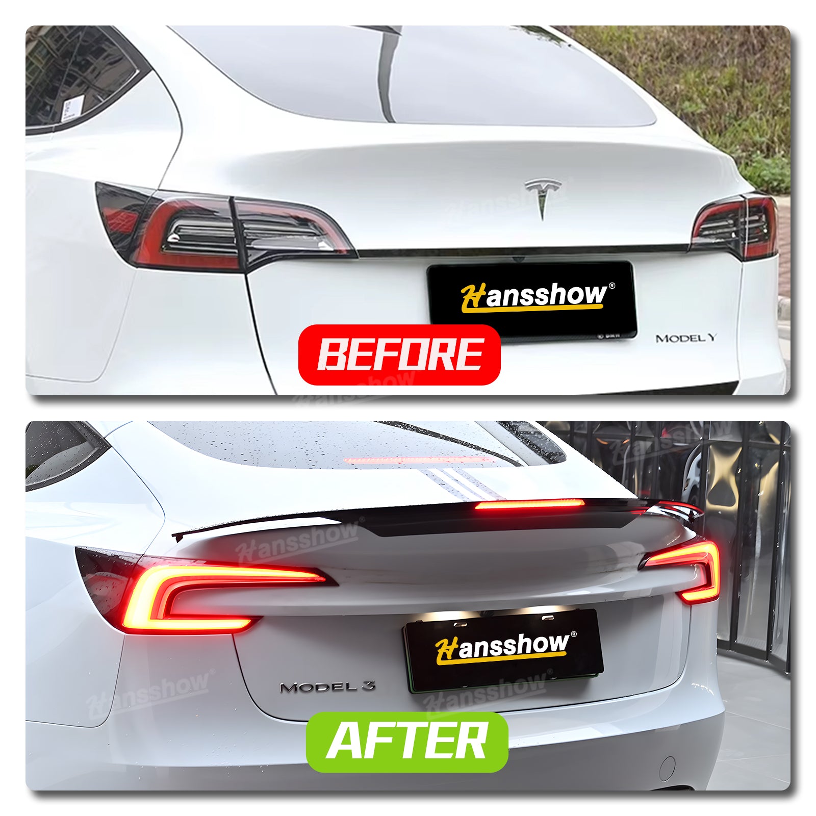 Tesla Model 3 Highland ABS Tail Spoiler Wing Rear Trunk Lip Lid With Middle Brake Light|Hansshow