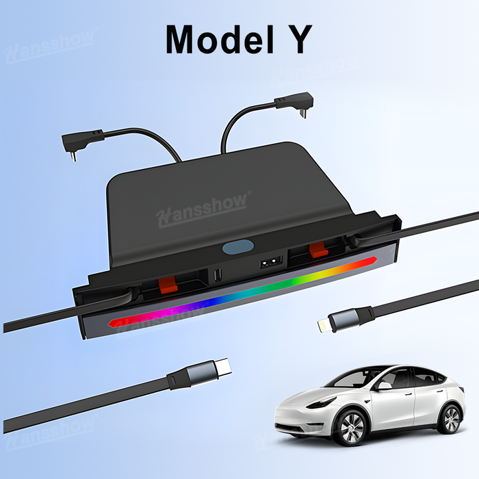 Tesla Model Y/3 USB Center Console Hub Adapter With RGB LED Ambient Light | Hansshow