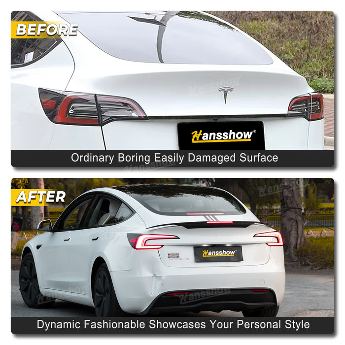 Tesla Model Y/3/3 Highland ABS Tail Spoiler Wing Rear Trunk Lip Lid With Middle Brake Light|Hansshow