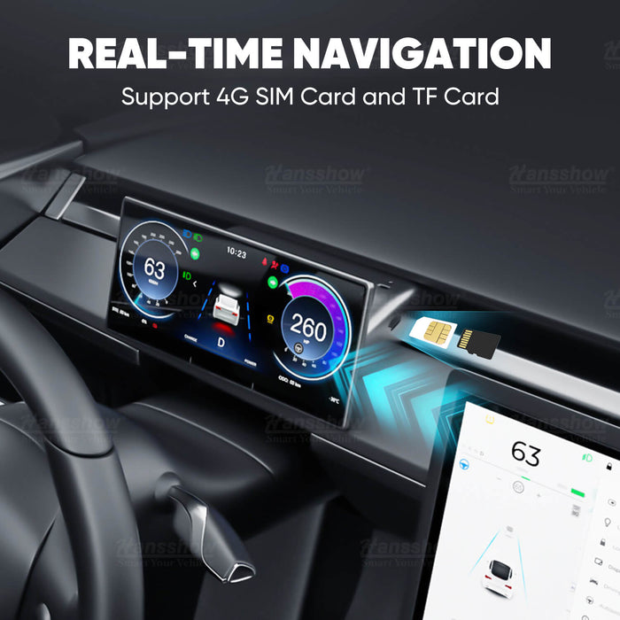 Hansshow Model 3/Y F9 9 Inches Touch Screen Carplay/Android Auto Smart Dashboard With Front Camera