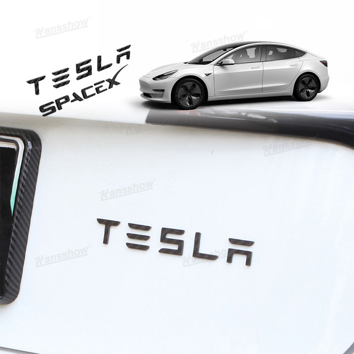 Tesla Real Carbon Molded Fiber Elon Signature/Tesla/Space X Emblem Decoration for Model S/X/Y/3/3 Highland Cybertruck|Hanssshow