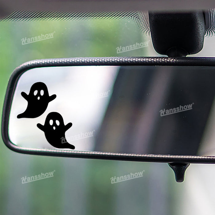 Autocollant de rétroviseur de voiture à thème d'Halloween avec visage de fantôme | Hansshow