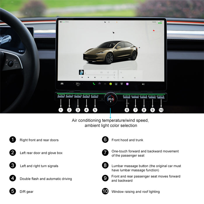 Bouton de commande physique de la console centrale à fonctions multiples pour Tesla Model Y/3