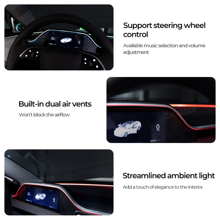 Model 3 Highland Dashboard Display 8.9-Inch F9H Instrument Cluster with Ambient Lighting & Front Camera