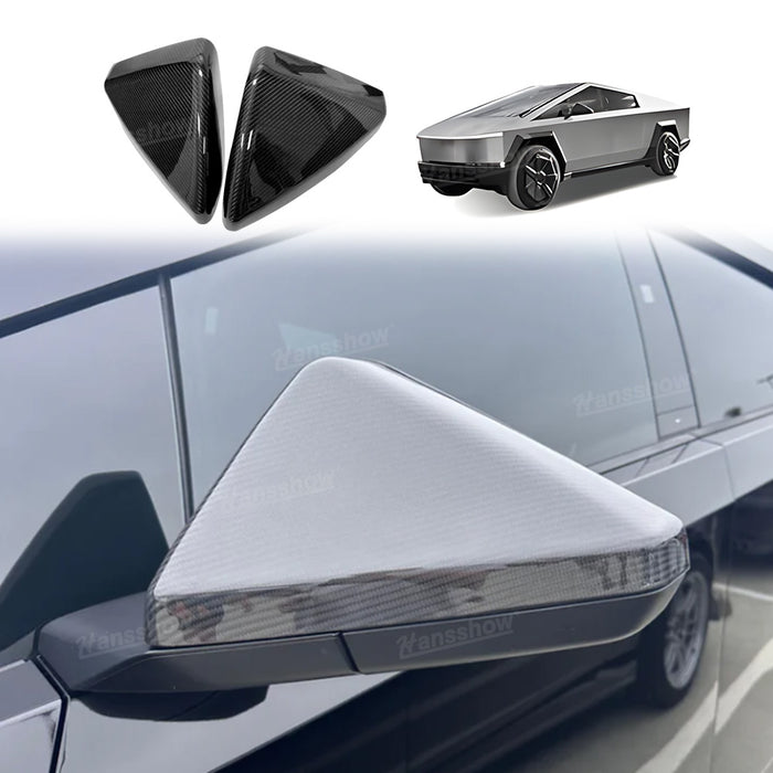 Tesla Cybertruck Real Carbon Fiber Side View Mirror Cap Overlays Rearview Cover Protection 2PCS Left & Right|Hansshow