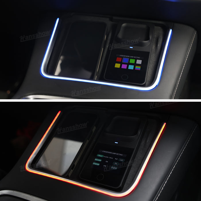 Chargeur sans fil pour Tesla Model 3 et Y avec éclairage ambiant LED Console centrale Chargeur de téléphone