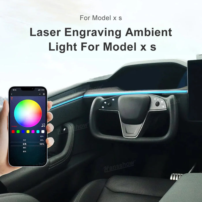 Tesla Model X Ambient Lighting Laser Carving LED Strip Lighting Kit RGB 128-Colors