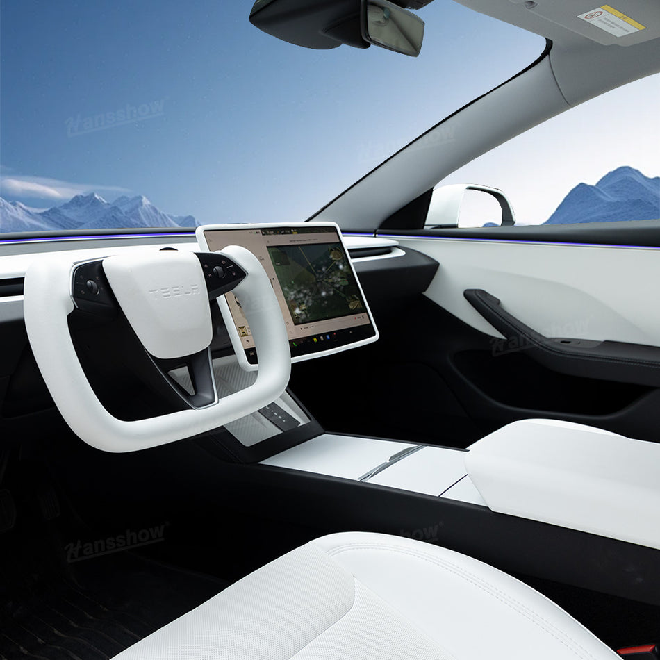 Tesla Model 3 Highland White Interior Set Decoration With White Yoke Steering Wheel |Hansshow