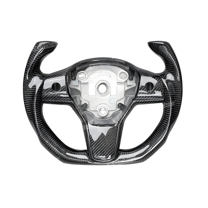 Tesla Model Y/3 Real Carbon Fiber Steering Wheel Yoke/F1 Style|Hansshow