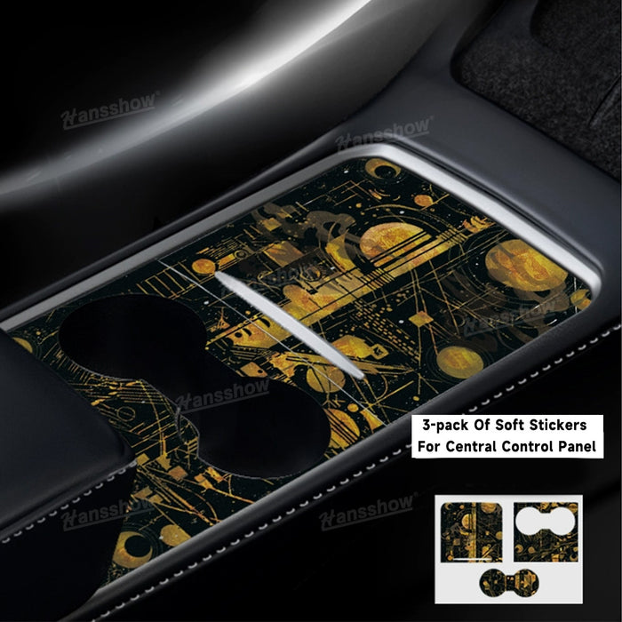 Tesla Model Y/3 Upgarde Center Console Wrap Cover-Composite Leather Sticker Kit Interior Decoration|Hansshow