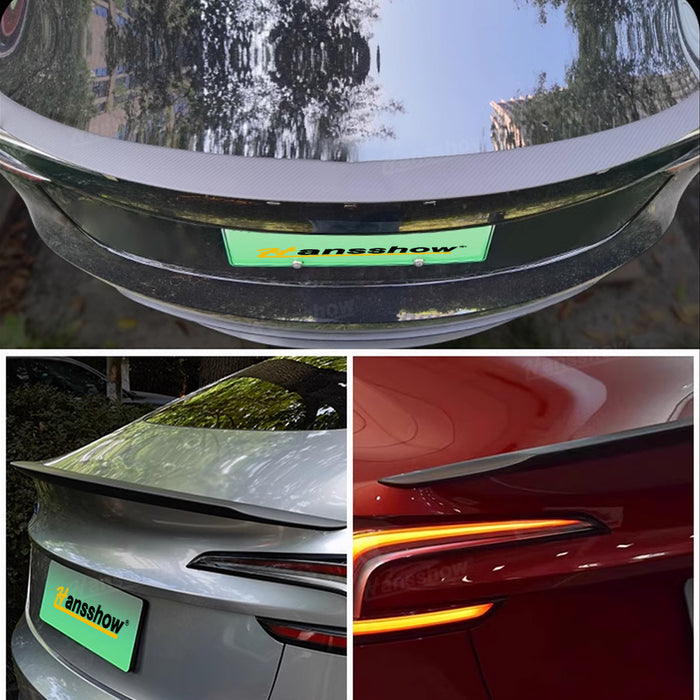 Aileron arrière en fibre de carbone véritable pour Tesla Model Y, couvercle de coffre arrière inspiré des performances du modèle 3 | Hansshow