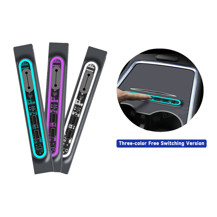 Tesla Model Y/3 RGB USB Docking Station Hub Adapter Of Center Console With Fast Charging Cable Multi Port|Hansshow