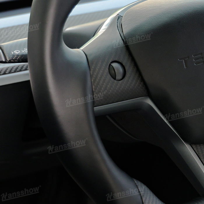 Tesla Model Y/3 Real Carbon Fiber Steering Wheel With Nappa Leather Grip-Heating Function|Hansshow