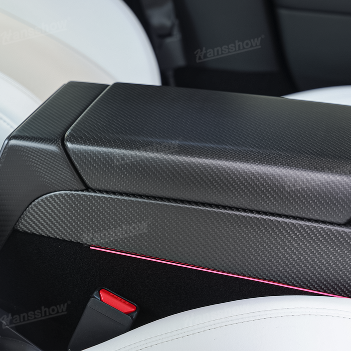 Tesla model 3 Highland Armrest Box Cover + Rear Display Frame Interior Accessories In Real Carbon Fiber|Hansshow