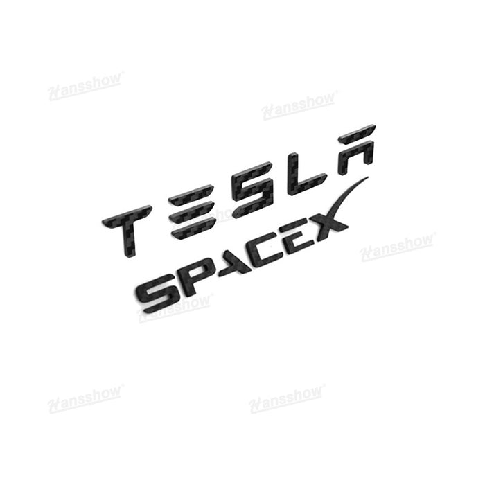 Décoration d'emblème Tesla/Tesla/Space X en fibre de carbone moulée véritable pour modèle S/X/Y/3/3 Highland Cybertruck | Hanssshow