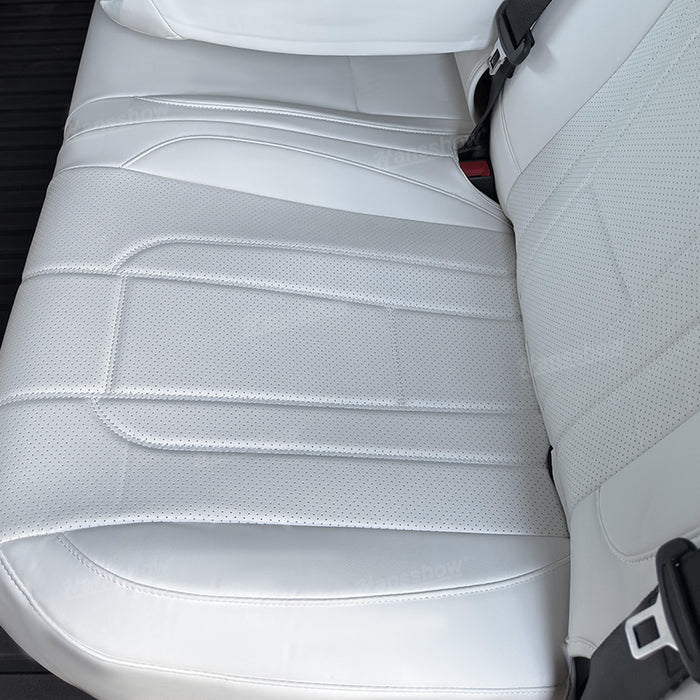 Tesla Cybertruck Seat Cover Full Set  NAPPA Leather Full Wrapping Edge Interior Accessories Black And White|Hansshow