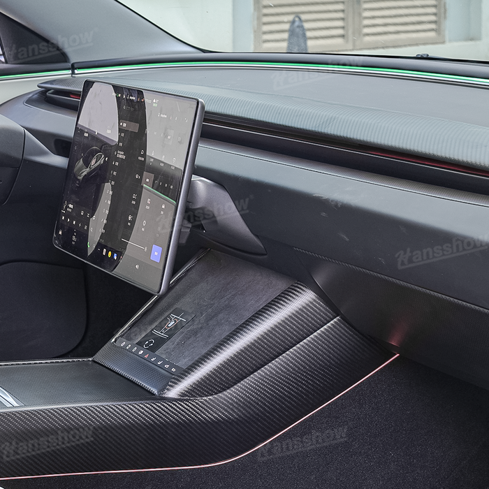 Tesla Model 3 Highland Real Carbon Fiber Wireless Charging Frame Cover Center Console Interior Accessories | Hansshow