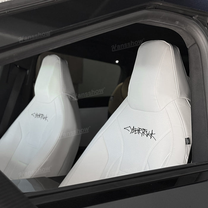 Tesla Cybertruck Seat Cover Full Set  NAPPA Leather Full Wrapping Edge Interior Accessories Black And White|Hansshow