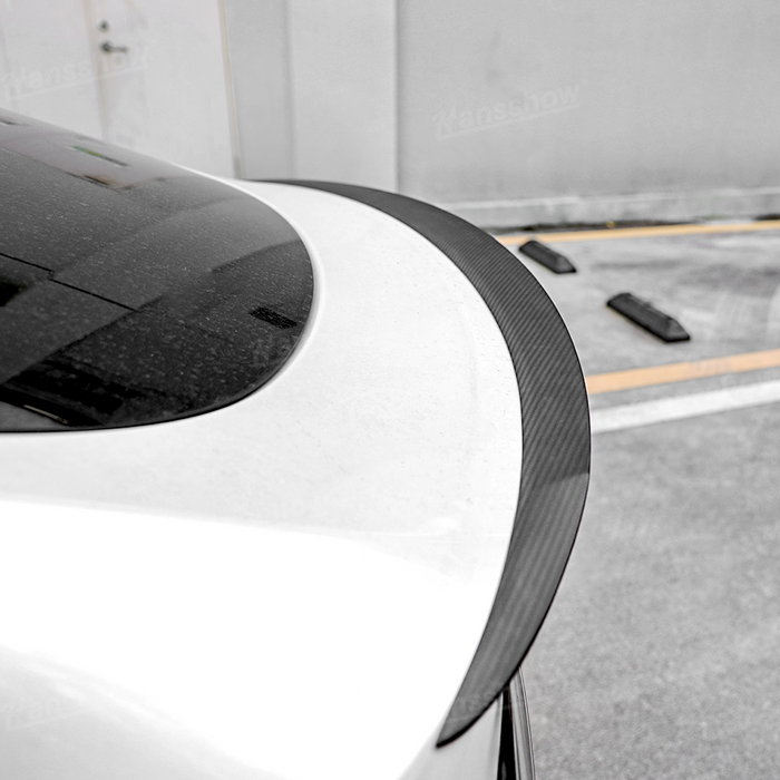 Tesla Moldel Y Real Carbon Fiber Tail Spoiler Wing Rear Trunk Lid With Model 3 Performance Version Style | Hansshow