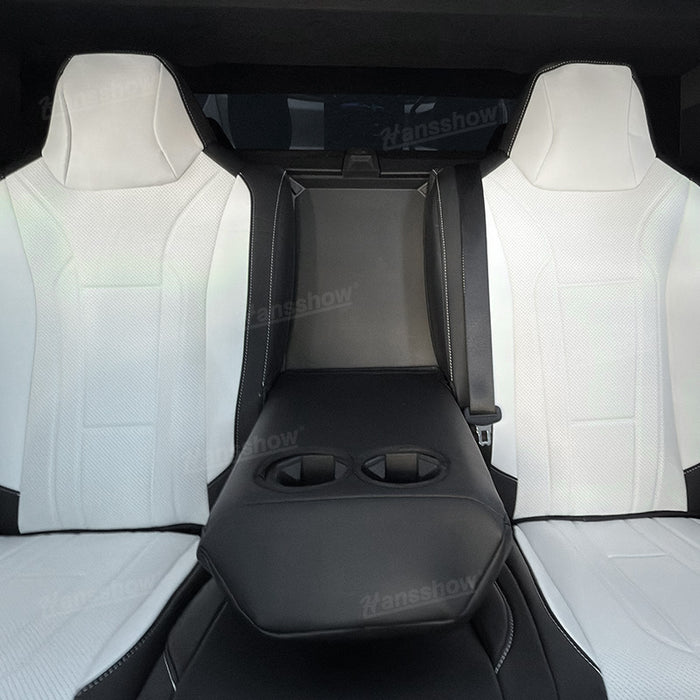 Tesla Cybertruck Seat Cover Full Set  NAPPA Leather Full Wrapping Edge Interior Accessories Black And White|Hansshow