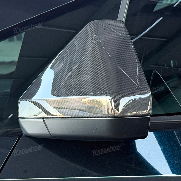 Tesla Cybertruck Real Carbon Fiber Side View Mirror Cap Overlays Rearview Cover Protection 2PCS Left & Right|Hansshow