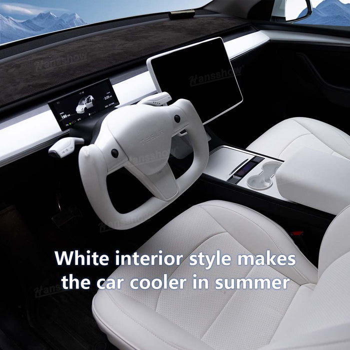 Tesla Model Y/Model 3 Bundle Of White Enthusiast Style Kits Tesla White Interior Set Accessories|Hansshow