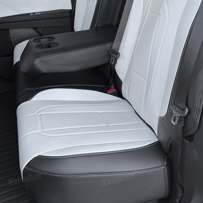 Tesla Cybertruck Seat Cover Full Set  NAPPA Leather Full Wrapping Edge Interior Accessories Black And White|Hansshow