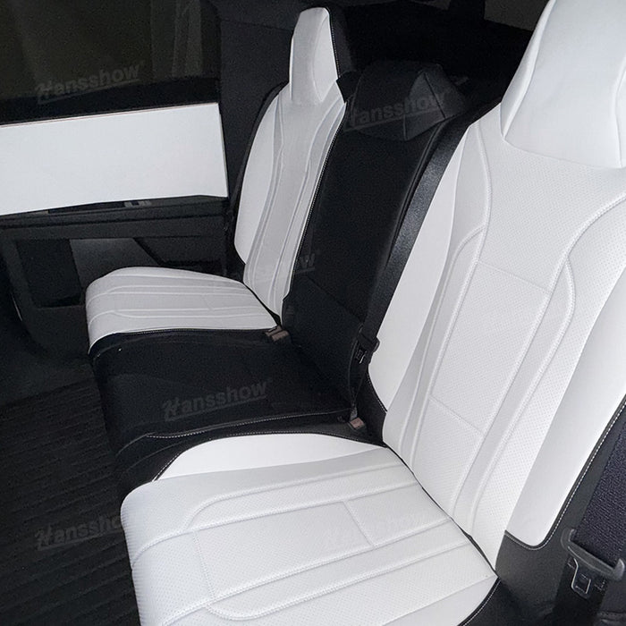 Tesla Cybertruck Seat Cover Full Set  NAPPA Leather Full Wrapping Edge Interior Accessories Black And White|Hansshow