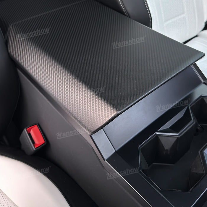 Tesla Cybertruck Real Carbon Fiber Armrest Box Cover+Rear Screen Frame Cover|Hansshow