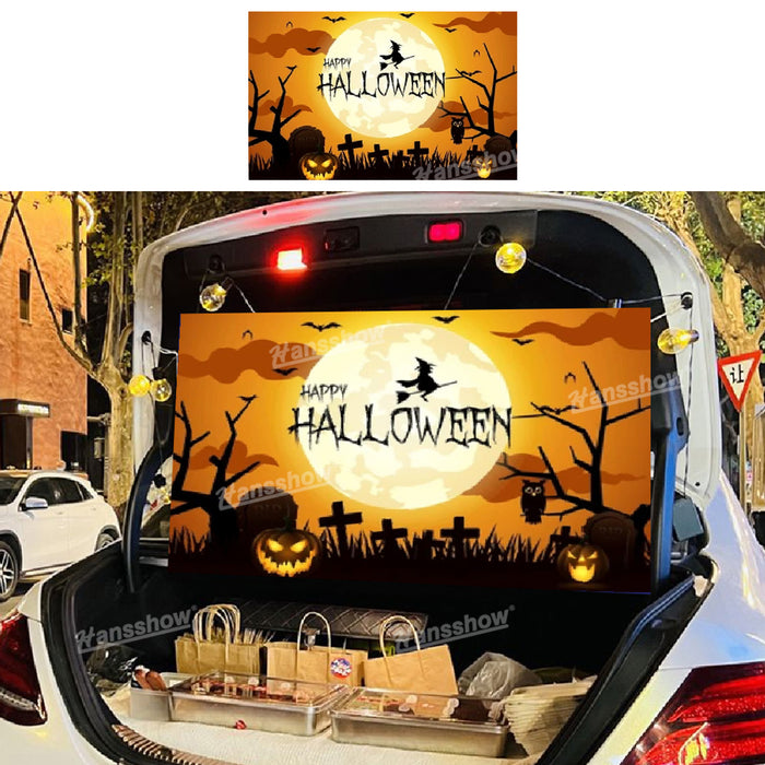 Toile de fond pour compartiment arrière de voiture sur le thème d'Halloween | Hansshow