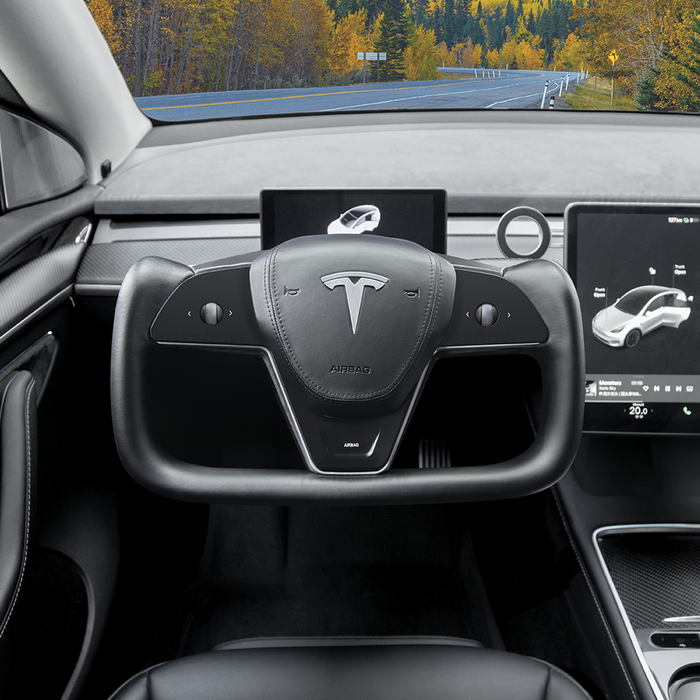 Mise à niveau du volant Tesla Model 3 Y Yoke - Cuir Nappa noir