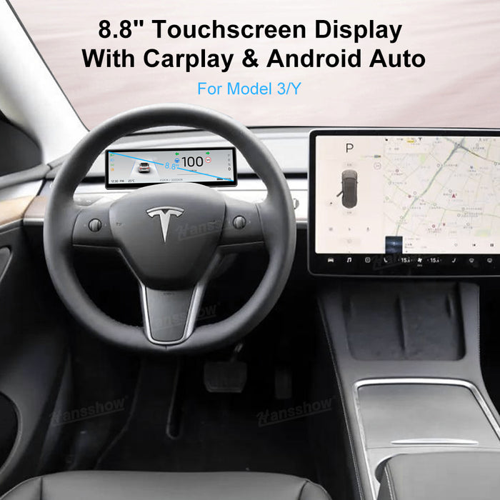 Tableau de bord à écran tactile F888 de 8,8 pouces avec grille d'aération intégrée, affichage tête haute du tableau de bord Tesla Model 3/Y | Hansshow