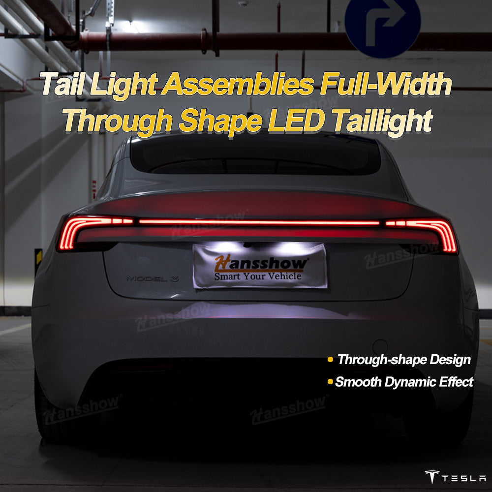 Tesla Model 3 Highland Tail Light Assemblies Full-Width Through Shape LED Taillight