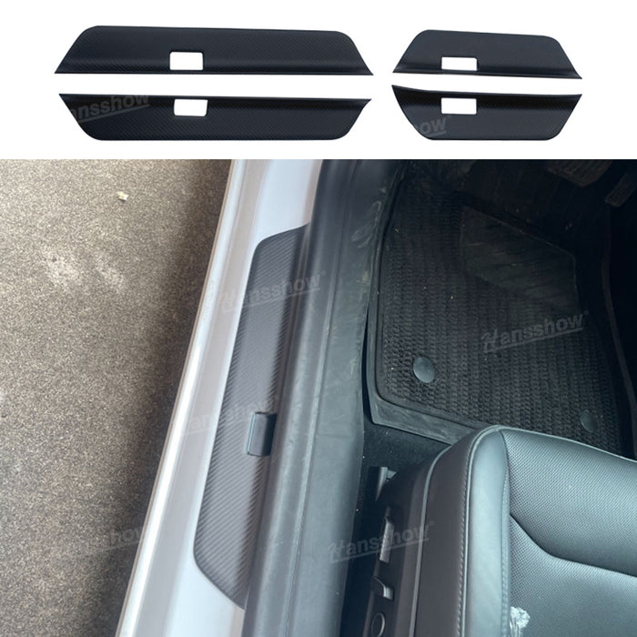 Tesla Model Y/3/3 Highland – couvre-seuil de porte en Fiber de carbone véritable, pédale de protection de bienvenue | Hansshow