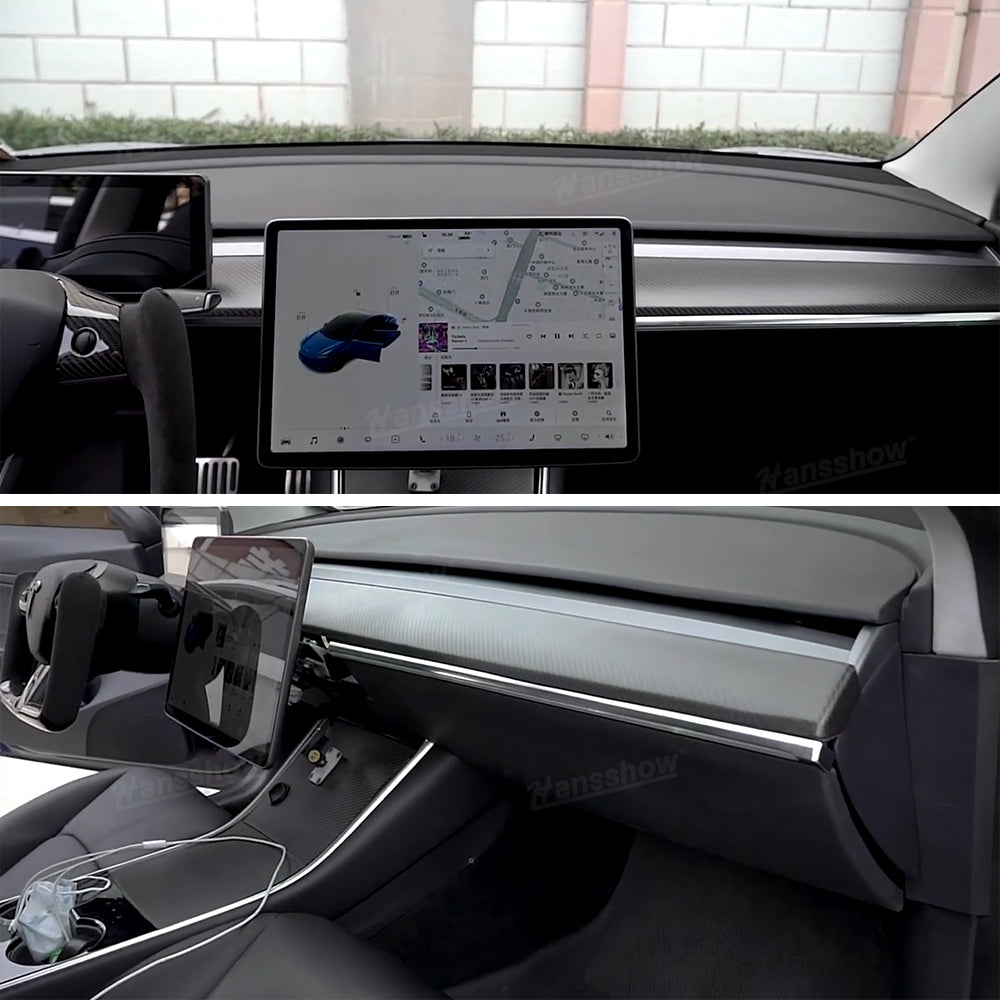 Real Carbon Fiber Dashboard Cover Front Door Trim Panel Caps for Model 3/Y