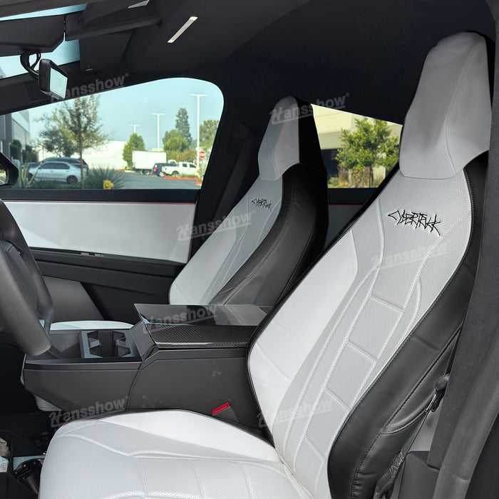 Tesla Cybertruck Seat Covers Full Set  NAPPA Leather Full Wrapping Edge Interior Accessories Black And White|Hansshow