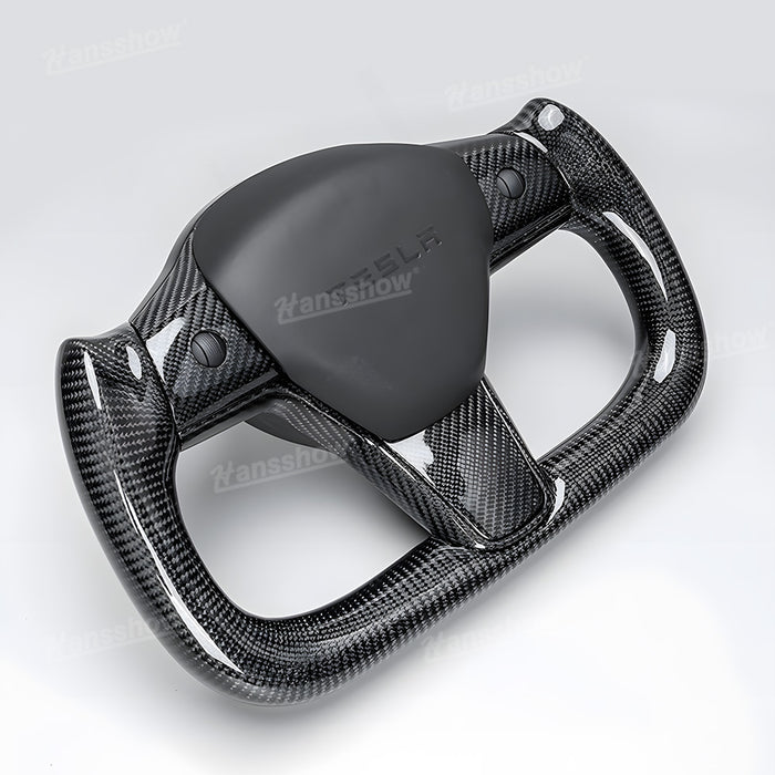 Tesla Model Y/3 Real Carbon Fiber Steering Wheel Yoke/F1 Style|Hansshow