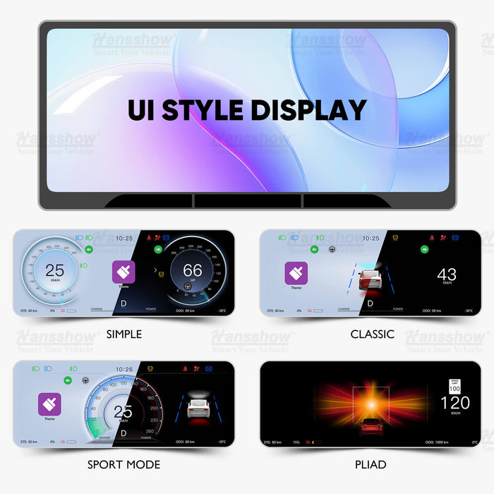 Tableau de bord intelligent Hansshow Model 3/Y F9 avec écran tactile de 9 pouces Carplay/Android Auto avec caméra frontale 
