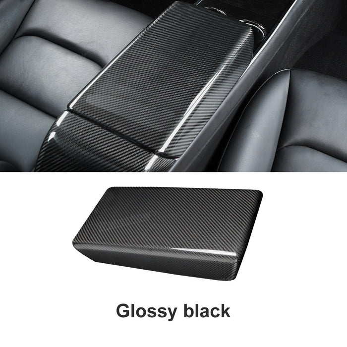 Tesla Model Y/3 Armrest Box Cover Real Carbon Fiber Interior Box Anti-Scratch Central Armrest Decoration|Hanssow