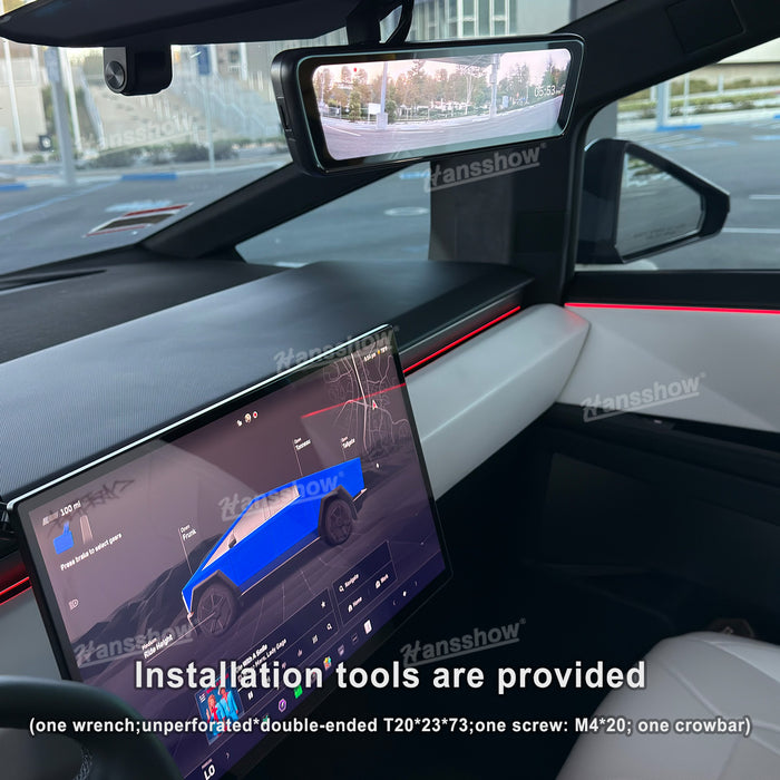 Tesla Cybertruck Media Rearview Mirror 8.2"Dual Channel Recorder Electronic Interior Accessories|Hansshow