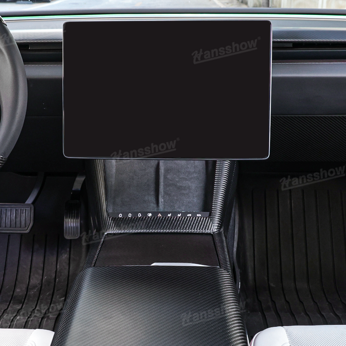 Tesla Model 3 Highland Real Carbon Fiber Wireless Charging Frame Cover Center Console Interior Accessories | Hansshow