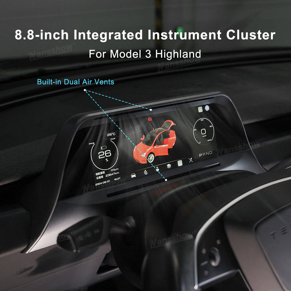 Tesla Model 3 Highland Heads Up Display 8.8” Instrument Cluster Dashboard Screen Hansshow F89