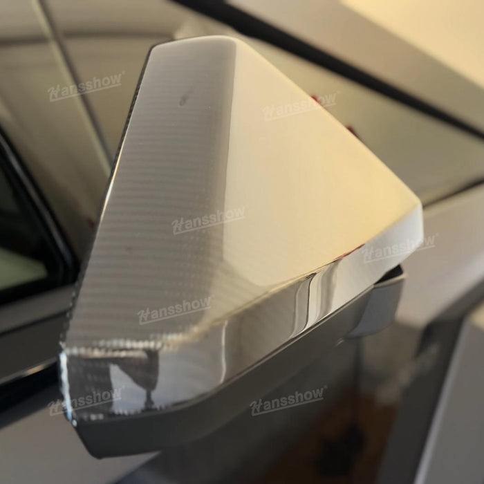 Tesla Cybertruck Real Carbon Fiber Side View Mirror Cap Overlays Rearview Cover Protection 2PCS Left & Right|Hansshow