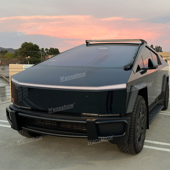 Tesla Cybertruck Front Bumper Bar Steel Guard-Q235 Front Bumper Black Texture|Hansshow